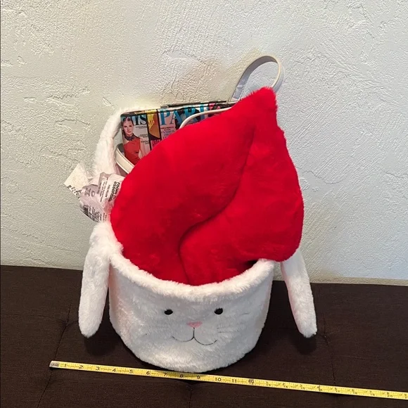 #1473=“16X10”Adorable Bunny Plush Basket - Pink and White - Picture 7 of 7